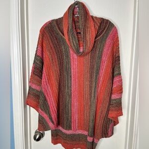 Anne French Fall Colored Bat Wing Cowl Neck Sweater Orange Brown Size S/M